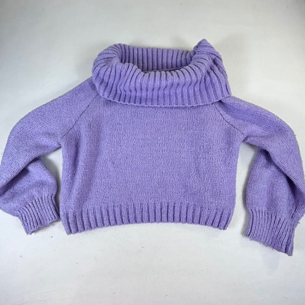 No Boundaries Purple Cowl Neck Chunky Knit Cropped Sweater‎ XXL CKQ9-ARLY